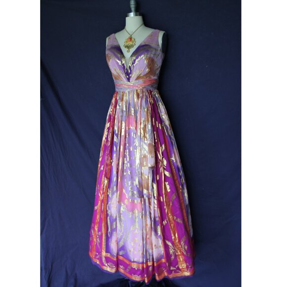 Elegant Purple and Gold Evening Gown - Picture 4 of 11